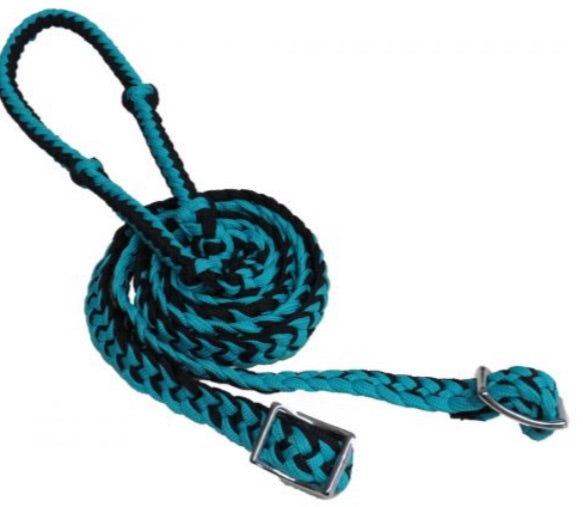 Barrel Reins | Black and Turquoise
