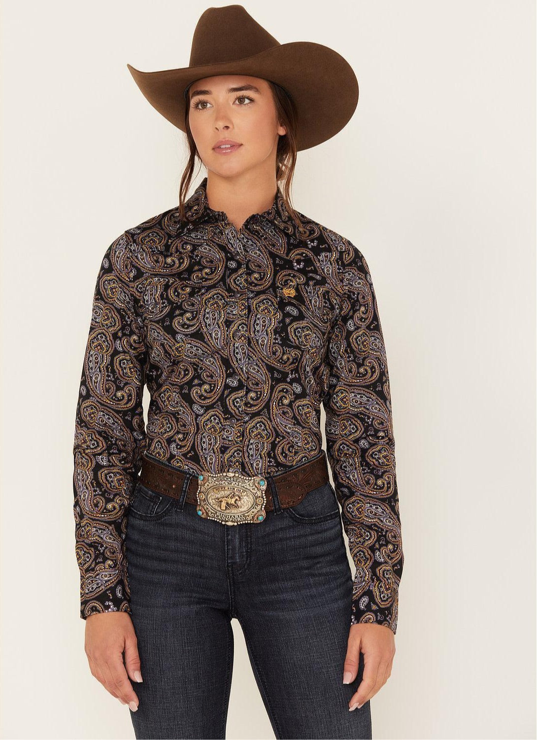 Cinch | Shirt | Black & Yellow Paisley
