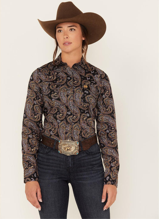 Cinch | Shirt | Black & Yellow Paisley