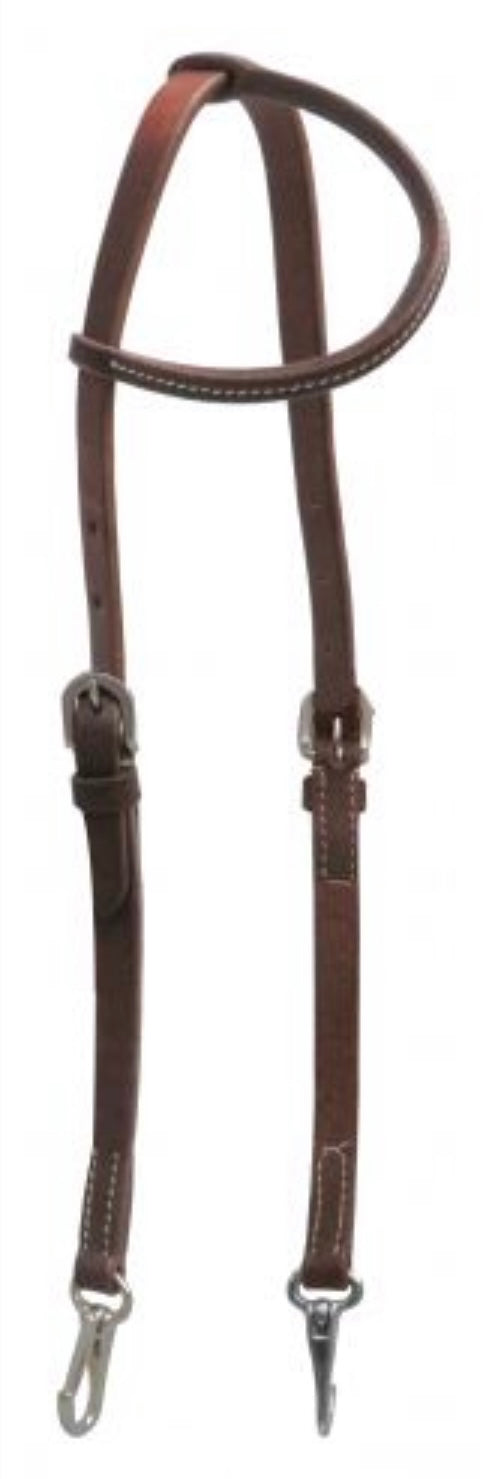Headstall | One Ear | Plain Leather with Snaps