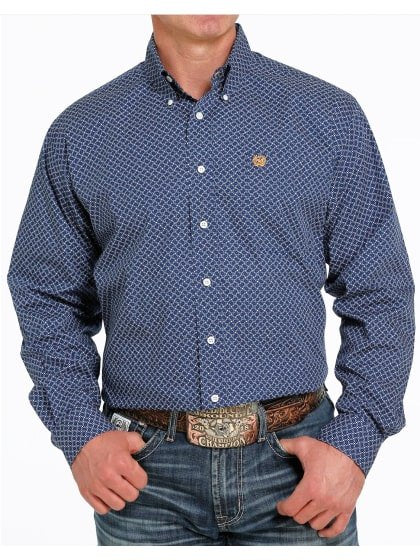 Cinch | Shirt | Navy & Grey Geometric