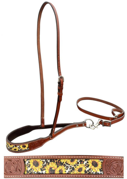 Tie-Down & Noseband | Cuir Léopard & Tournesols