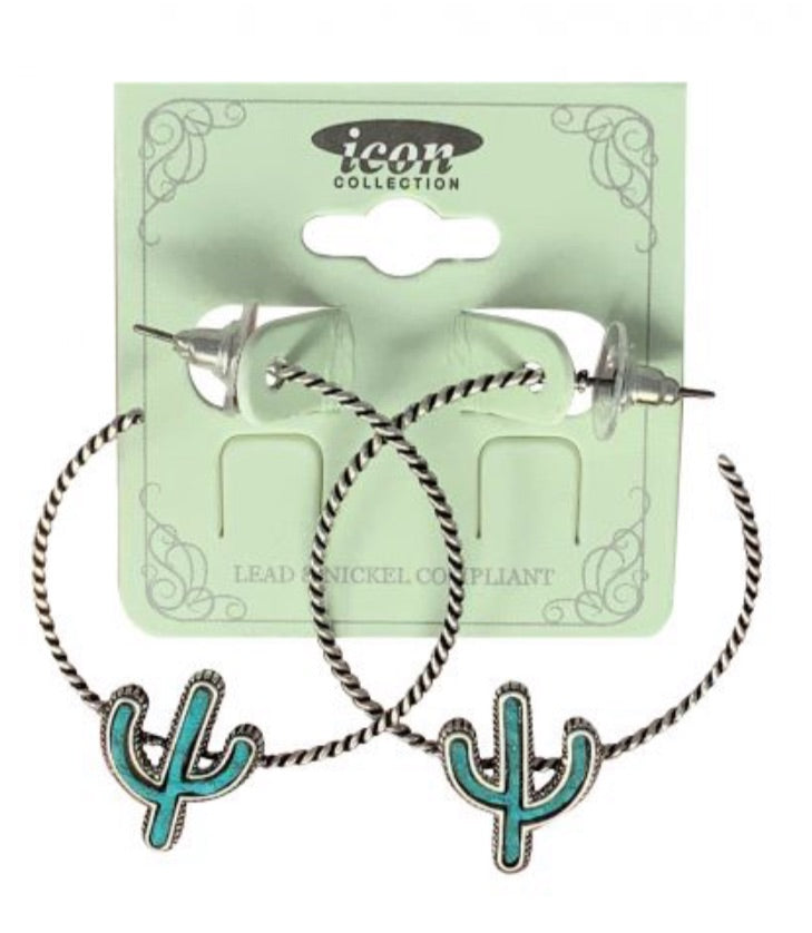 Earrings | Turquoise Cactus Hoop