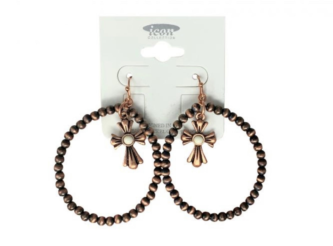 Boucles D’oreilles | Billes Blanches Croix