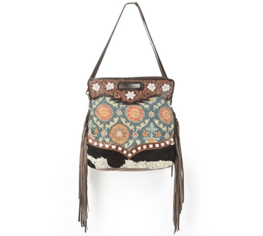 Crossbody Bag | White Floral Tooling