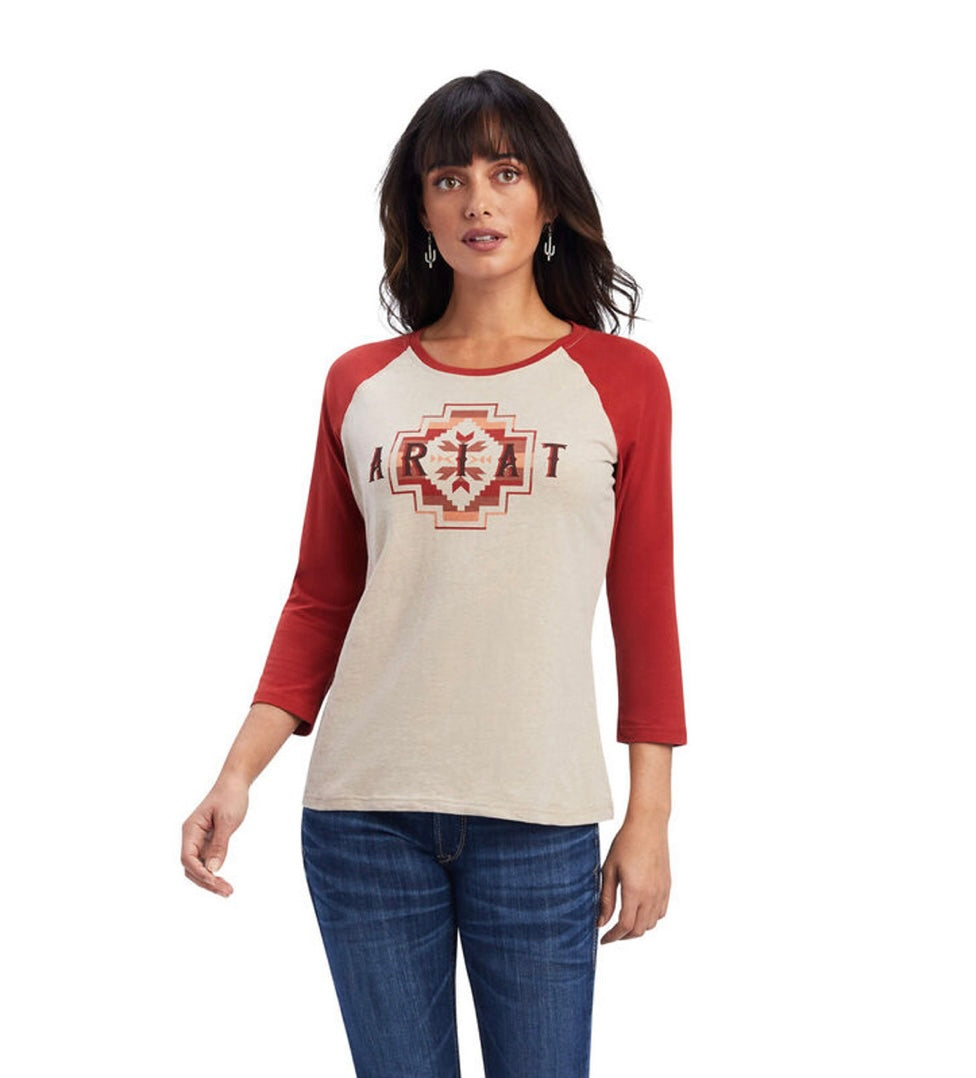 Ariat | Baseball Tee | Sunrise Aztec Red