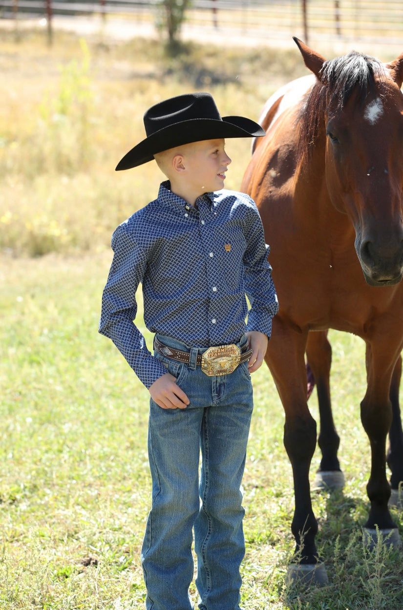 Cinch | Shirt | Blue Gold Geometric