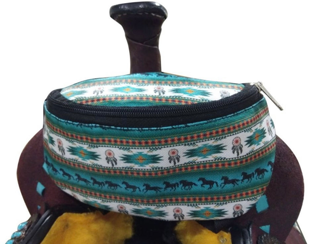 Saddle Pouch | Teal Southwest Horse
