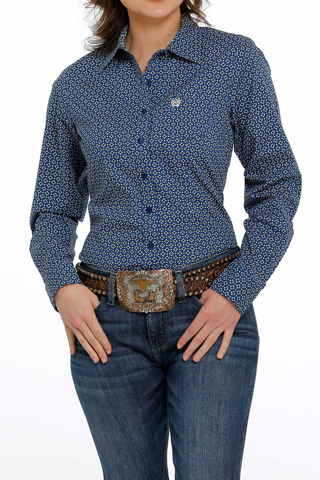 Cinch | Shirt | Royal Blue Geometric