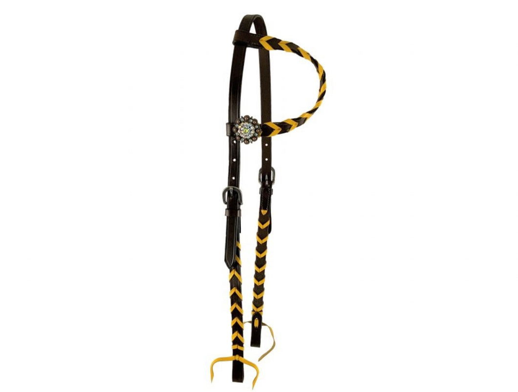 Headstall | One Ear | Yellow Braided Lacing
